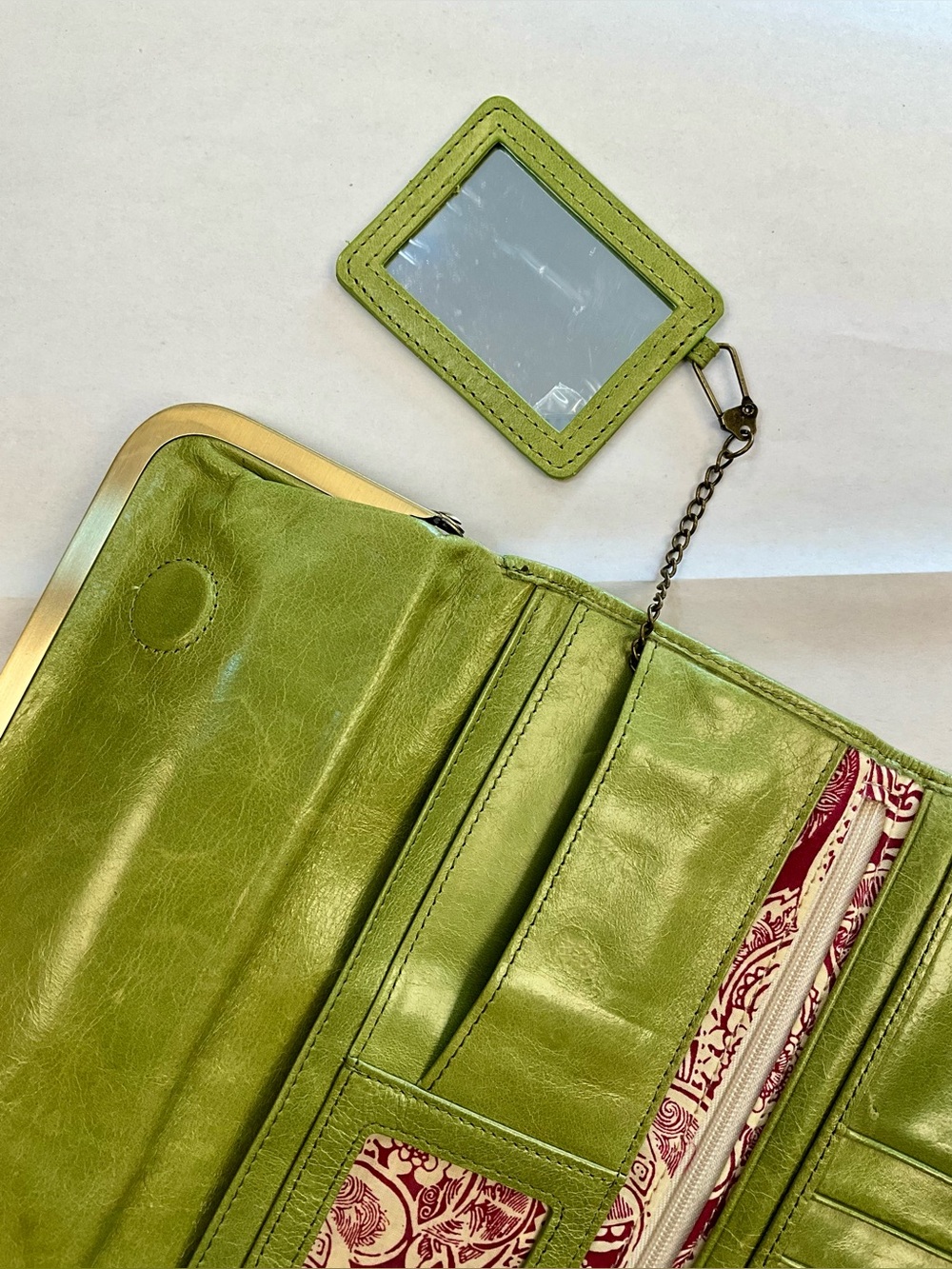 HOBO Olive Green Leather Frame Wallet Clutch - Picture 6 of 13